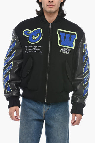 Leather Varsity Bomber with Patchwork