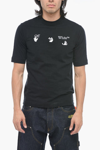 PERMAMENT Solid Color Crew-neck T-Shirt with Contrasting Print