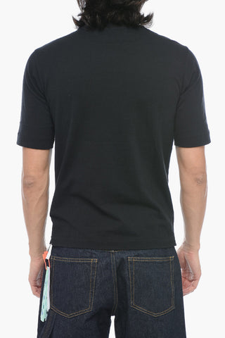 PERMAMENT Solid Color Crew-neck T-Shirt with Contrasting Print