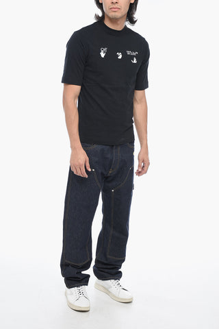 PERMAMENT Solid Color Crew-neck T-Shirt with Contrasting Print