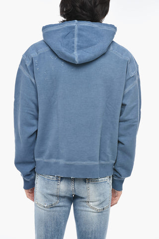 Felpa Hoodie Logata con Effetto Distressed
