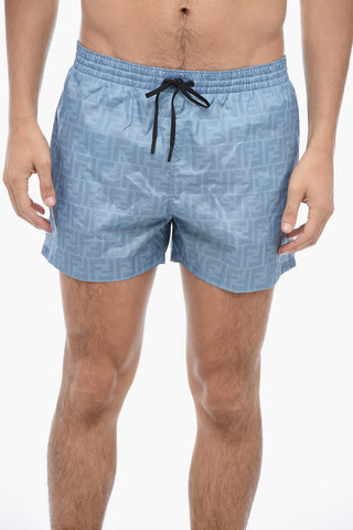 Costume da Bagno Boxer Monogram con Effetto Sbiadito