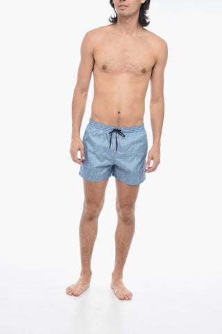 Costume da Bagno Boxer Monogram con Effetto Sbiadito