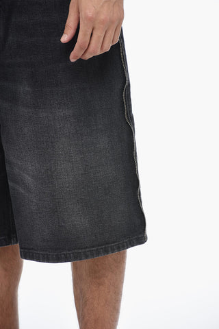 Shorts in Denim Loose Fit con Dettaglio Zip