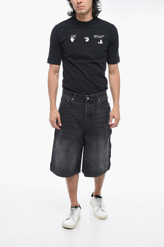 Shorts in Denim Loose Fit con Dettaglio Zip