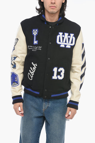 Leather Varsity Bomber with Patchwork