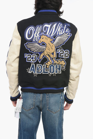 Leather Varsity Bomber with Patchwork