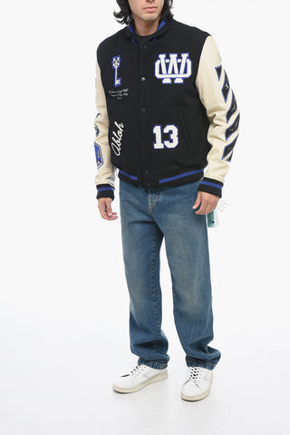 Leather Varsity Bomber with Patchwork