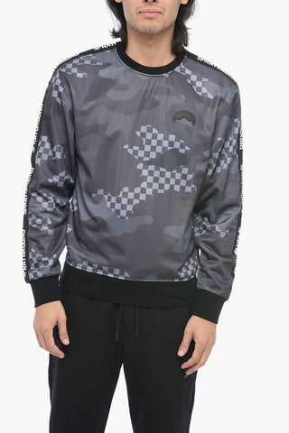 Nylon Printed Sweatshirt with Embroidered Logo