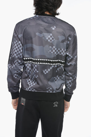 Nylon Printed Sweatshirt with Embroidered Logo