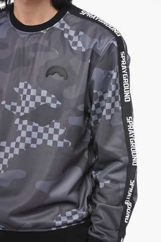 Nylon Printed Sweatshirt with Embroidered Logo