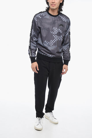 Nylon Printed Sweatshirt with Embroidered Logo
