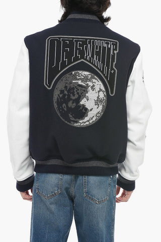 Leather Varsity Bomber with Patchwork