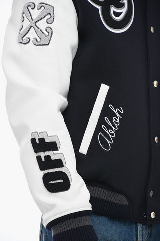 Leather Varsity Bomber with Patchwork