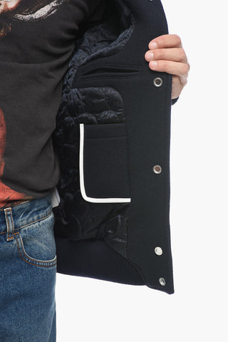 Leather Varsity Bomber with Patchwork