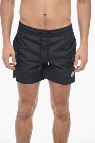 Boxer Swimsuit with Logo Patch