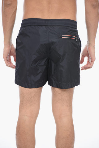 Boxer Swimsuit with Logo Patch
