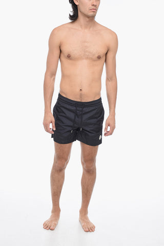 Boxer Swimsuit with Logo Patch
