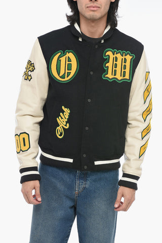 Bomber Varsity in Pelle con Patchwork