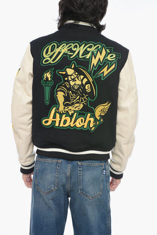 Bomber Varsity in Pelle con Patchwork