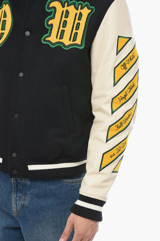 Bomber Varsity in Pelle con Patchwork