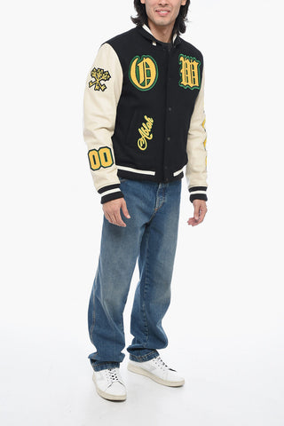 Bomber Varsity in Pelle con Patchwork
