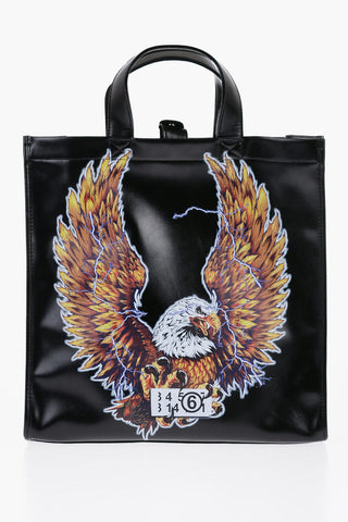 MM6 Borsa tote in Pelle con Maxi Stampa Frontale