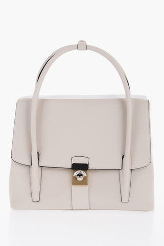 Two-Tone Cotton and Leather Hand Bag
