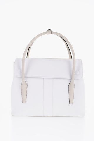 Two-Tone Cotton and Leather Hand Bag