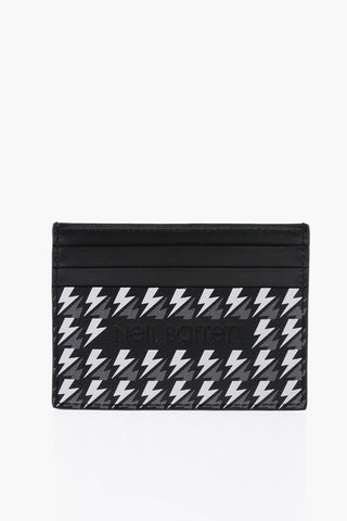 All-Over Thunderbolt Printed Leather Card Holder