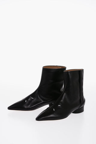 MM22 Leather Booties with Point Toe