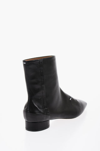 MM22 Leather Booties with Point Toe