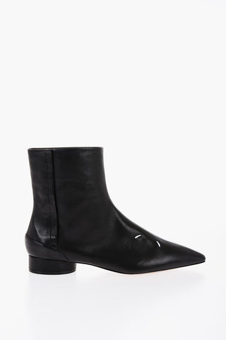 MM22 Leather Booties with Point Toe
