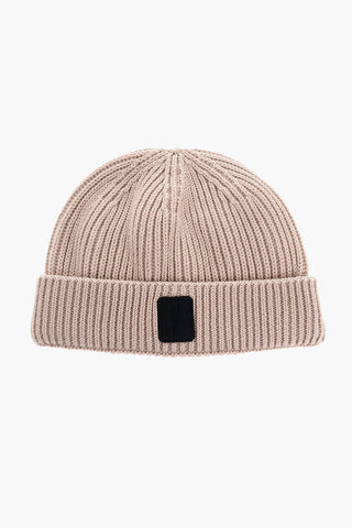 Solid Color Ribbed Beanie with Contrasting Detail