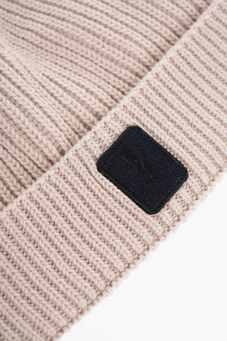 Solid Color Ribbed Beanie with Contrasting Detail