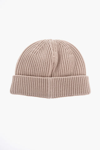 Solid Color Ribbed Beanie with Contrasting Detail