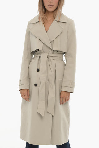 Double-Breasted Trench with Belt and Animal Patterned Detail