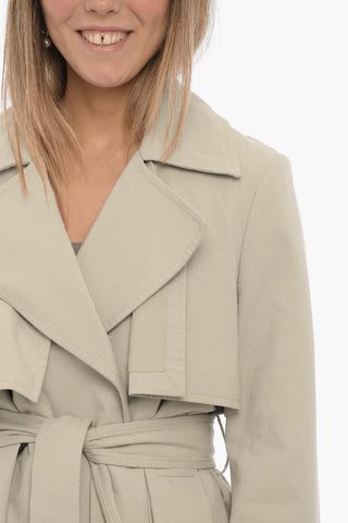 Double-Breasted Trench with Belt and Animal Patterned Detail