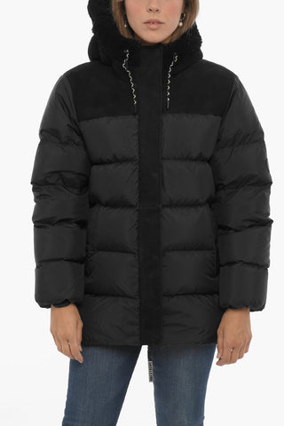 Quilted SHASTA Down Jacket with Nabuk Insert and Real Fur Detail