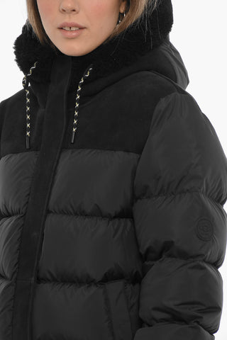 Quilted SHASTA Down Jacket with Nabuk Insert and Real Fur Detail
