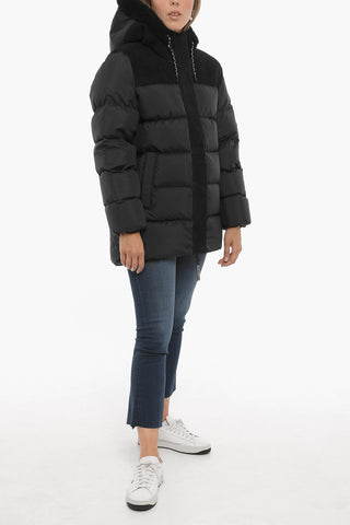 Quilted SHASTA Down Jacket with Nabuk Insert and Real Fur Detail
