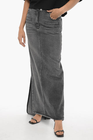 Maxi Gonna in Denim con Doppio Spacco