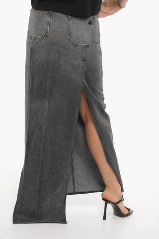Maxi Gonna in Denim con Doppio Spacco
