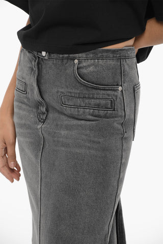 Maxi Gonna in Denim con Doppio Spacco