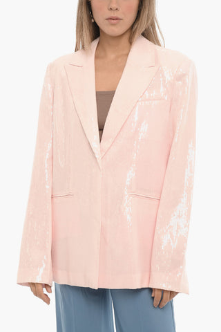Blazer in Paillettes con Spacco Sul Retro