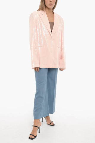 Blazer in Paillettes con Spacco Sul Retro