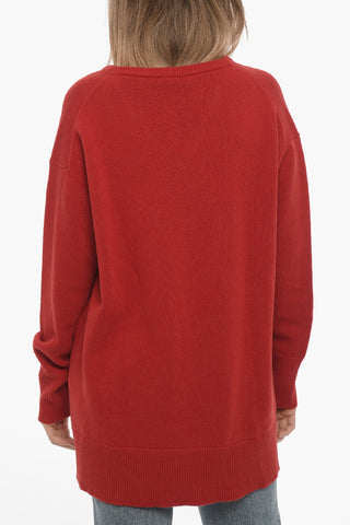 V-Neck Solid Color Wool Sweater