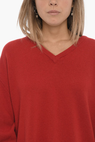 V-Neck Solid Color Wool Sweater