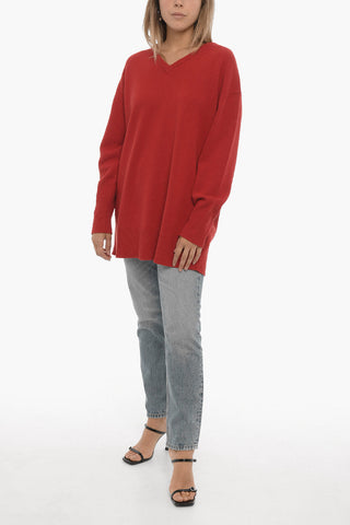 V-Neck Solid Color Wool Sweater