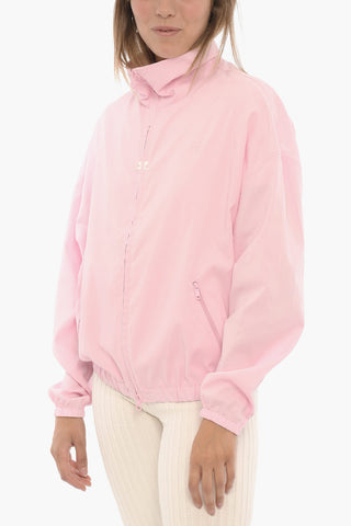 Solid Color Windbreaker Jacket with Embroidered Logo